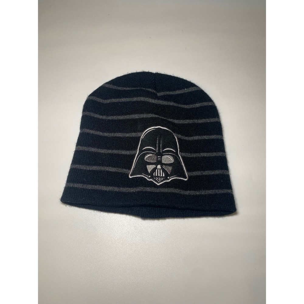 Star Wars Darth‎ Vader Beanie Black Grey Striped Embroidered Knit Skull Cap Hat